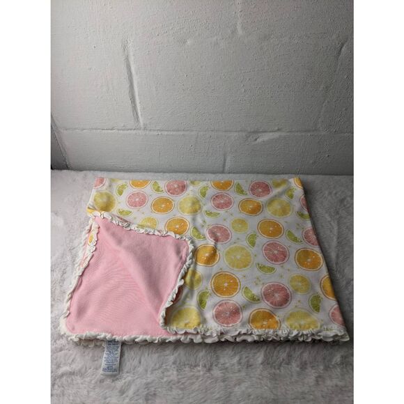 Gymboree Slice of Summer 2002 Blanket Citrusy Oranges Lemons Limes Ruffle Pink R - Picture 1 of 7